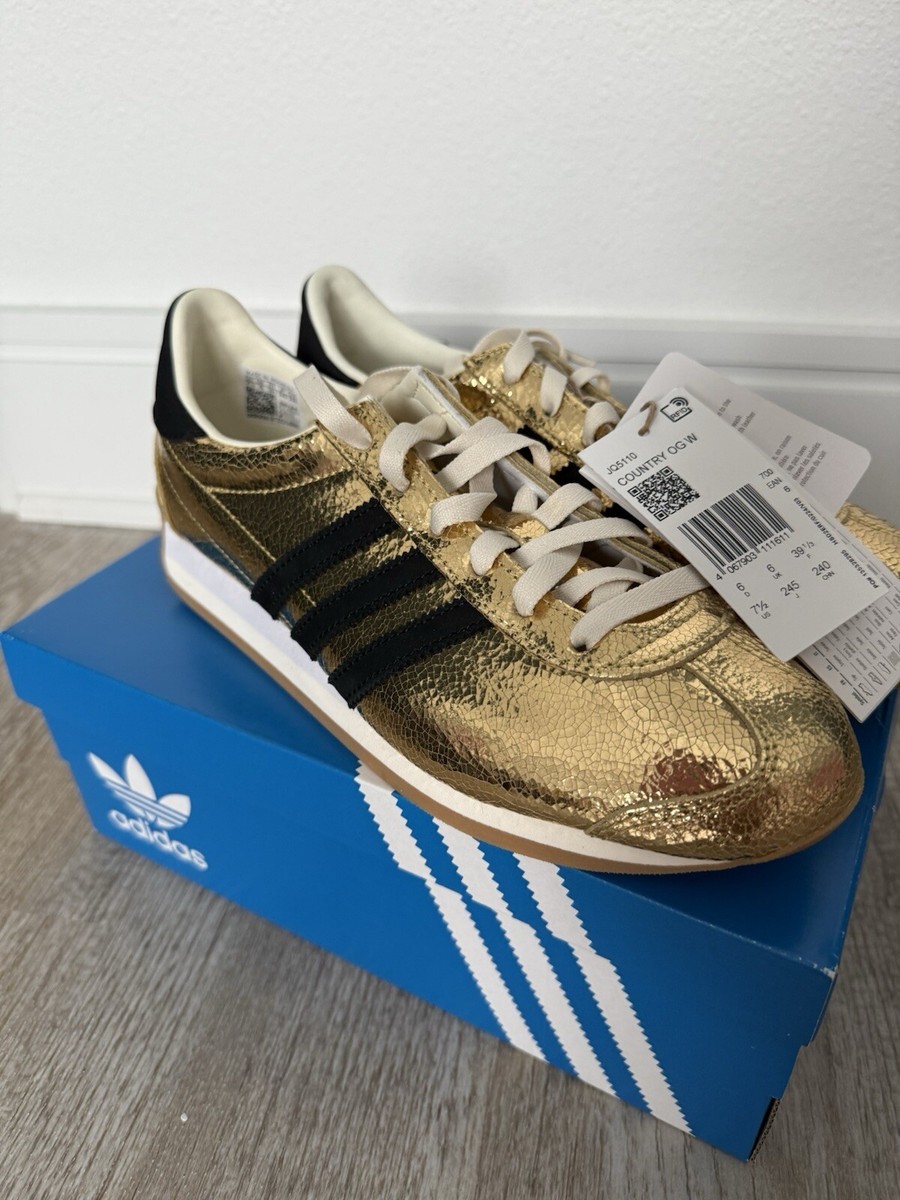 W Adidas Country OG Gold Metallic Black JQ5110 Womens Shoes Sneakers US