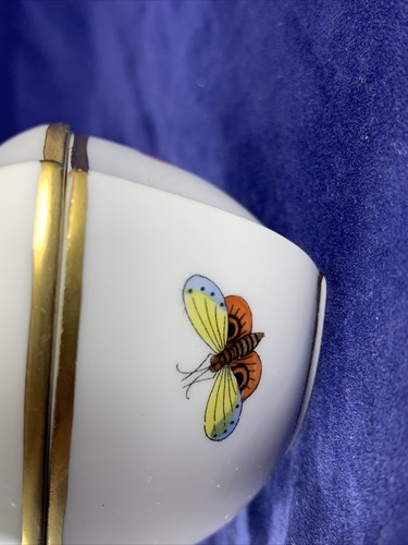 Herend Hand Painted Rothschild Bird Motif 3" Heart Shape Trinket Box Lid #6005 - Picture 3 of 8