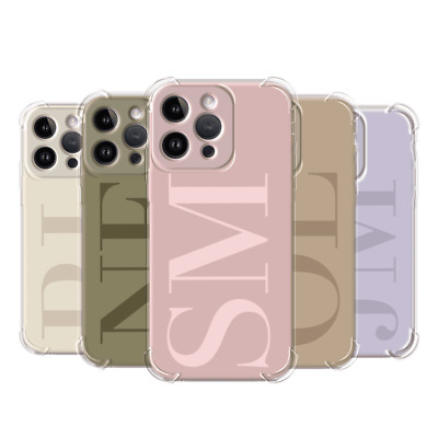 Personalisierte Handyhülle für iPhone 14 12 13 11 Pastell Initialen stoßfeste Abdeckung