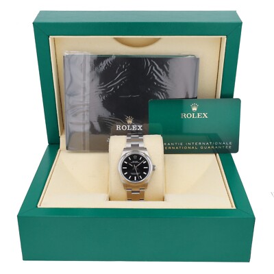 B&P Rolex Mens Watch Oyster Perpetual 277200 31mm Black Bar Index