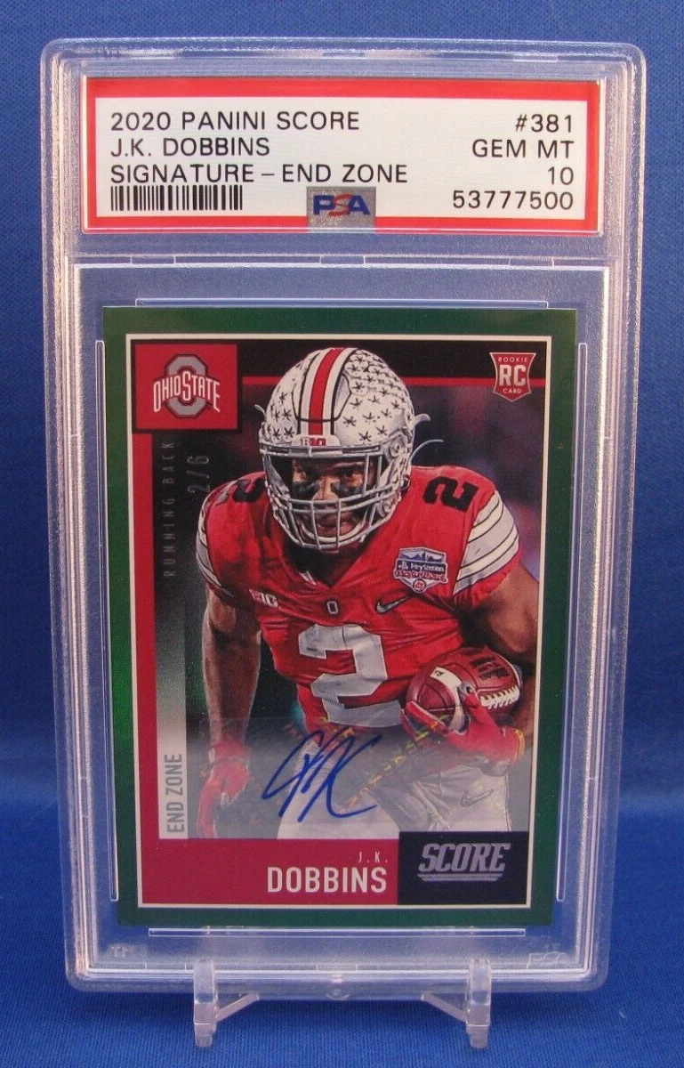 JK Dobbins Panini Score #381 Signature-End Zone