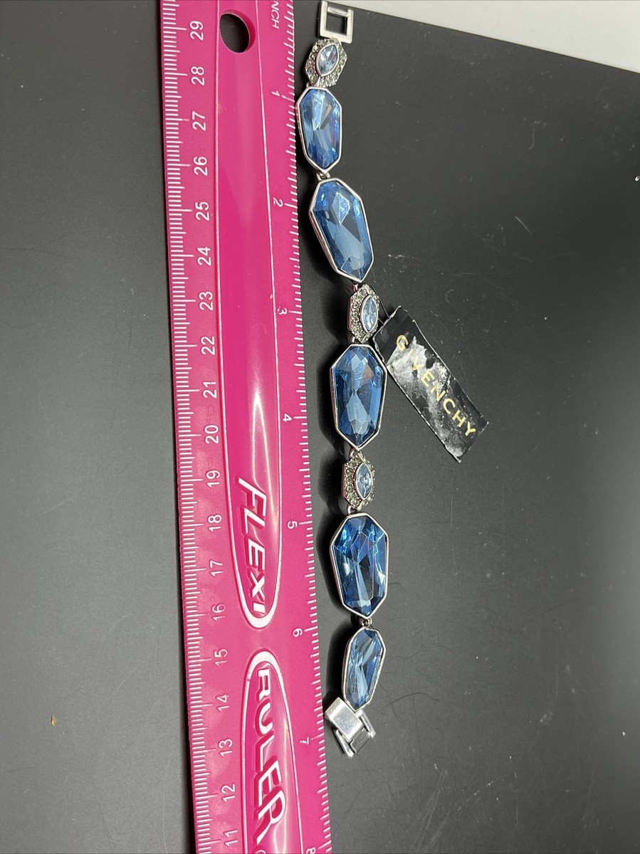 【Givenchy】　ブレスレットウォッチ 外箱&ギャランティカード付　ブルー Vintage Givenchy Crystal & Stone Flex Bracelet(blue2881