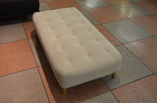 Laze Footstool Large Ottoman Foot Stool in Teddy Oat Fluffy Fabric - Picture 6 of 14