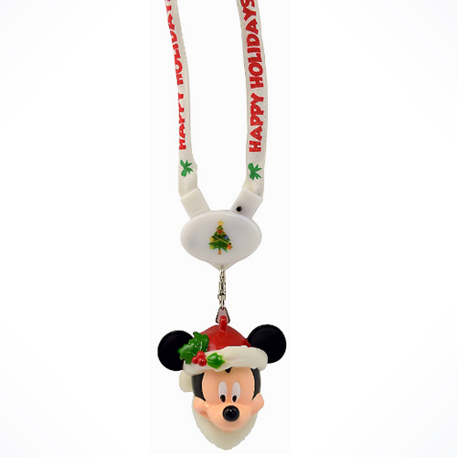 Disney Parks LightUp Christmas Santa Mickey Mouse Holidays Lanyard
