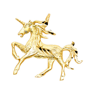 GOLD - 14K Gelbgold Einhorn Charm Anhänger für Halskette oder Kette