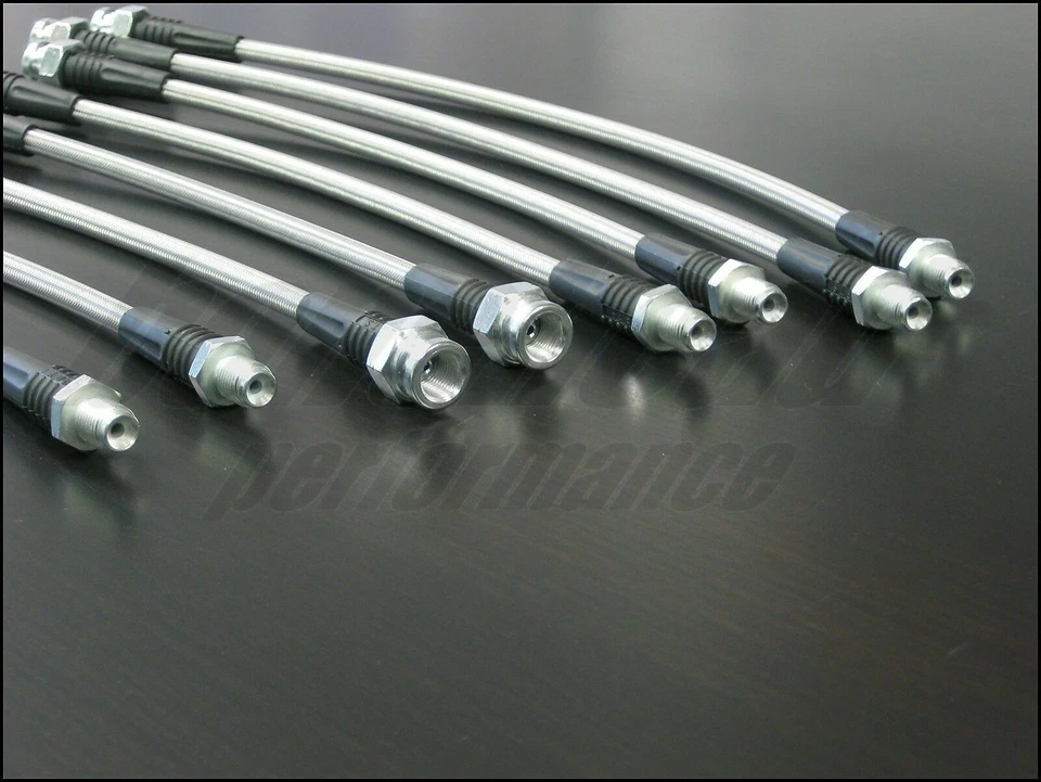 Líneas de freno trenzadas de acero inoxidable Techna-Fit 1983-1989 Mitsubishi Starion Foto 4 de 4