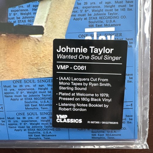Johnnie Taylor~Wanted One Soul Singer~VMP/Stax Records MONO~Vinyl LP SEALED - Picture 3 of 3