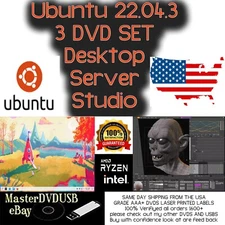 Ubuntu 22.04.3 Desktop, Server, and Studio DVD Set SAME DAY SHIPPING