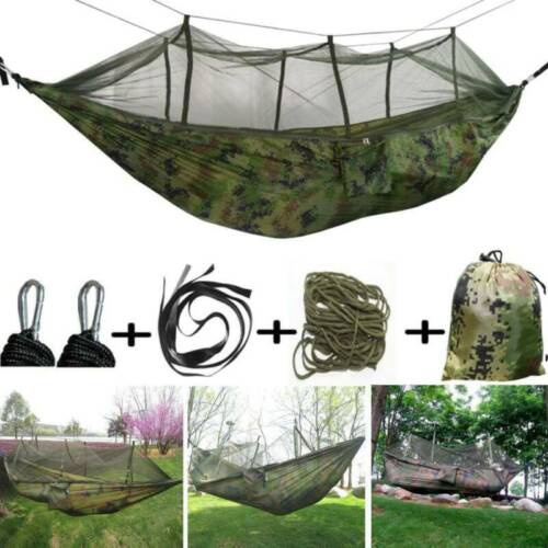 Double Person Camping Hammock With Mosquito Net Outdoor Hanging Swing Bed Travel - Picture 2 of 11