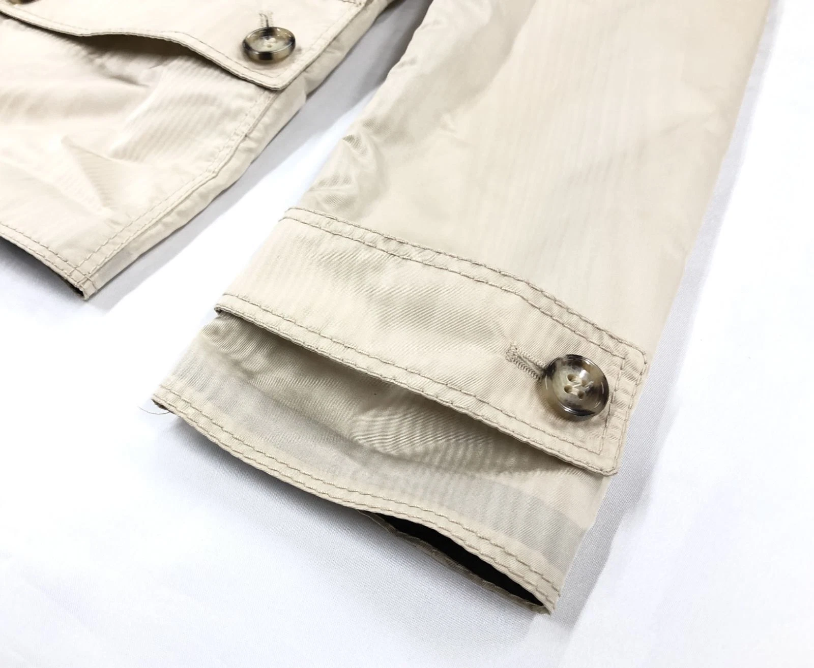 Giacca leggera PRADA donna beige seta nylon con cappuccio e cintura in vita