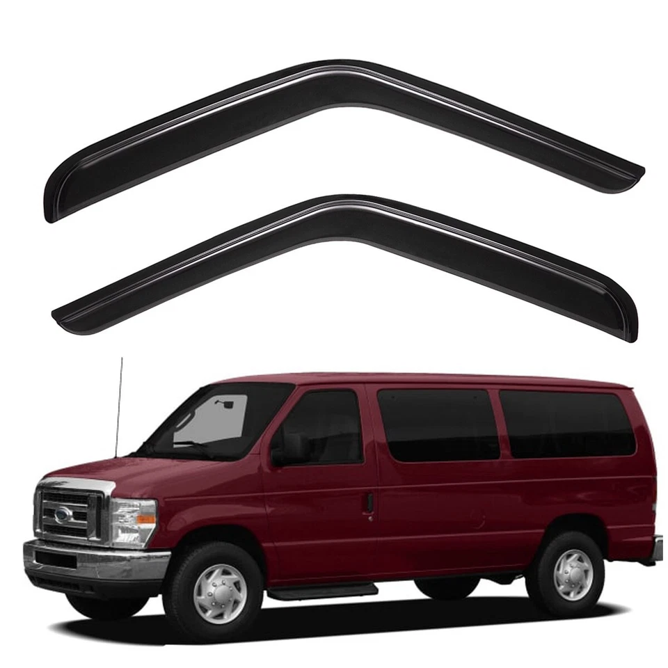 Tape-on Window Visor Sun Rain Guards for 08-14 Ford E-150/E-250/E-350 Super Duty - Imagem 4 de 4