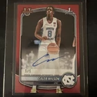 2025-26 Bowman U Caleb Wilson 1st Auto Red /5 Sticker Auto UNC Bulls Color Match