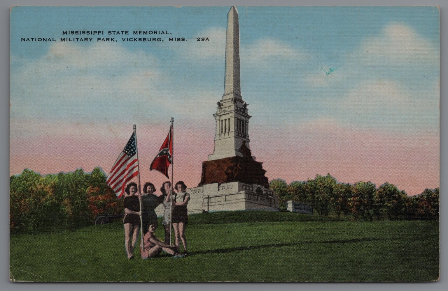 Vintage Mississippi State Memorial Postcard Vicksburg National Military Park