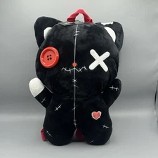 Black Cat Button Stitch Plush Backpack NEW