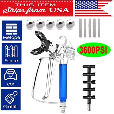 Airless Paint Spray Gun High Pressure 3600PSI w/517 313 Nozzle Tip for Sprayers