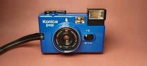 Konica pop 35mm Point & Shoot Film Camera, Blue - Tested Working
