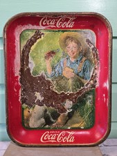 Vintage 1931 Original Coca-Cola Norman Rockwell A Boy And His Dog Metal Tray