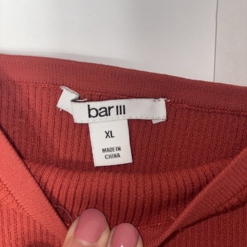 Bar III Trendy Women's XL Ribbed-Knit Crop Top Orange Pullover Beach Club NEW - Picture 2 of 6
