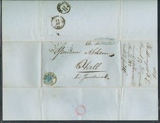 AUSTRIA 1857 TRIEST FOLDED LETTER TO TYROL HALL 
