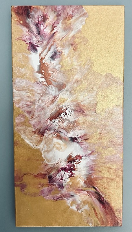 Original Acrylic Pour Painting 10x20 Abstract Modern Wall Art Canvas