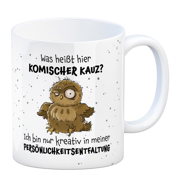 Eule Kaffeebecher Mit Spruch Kreativ Statt Komischer Kauz-image