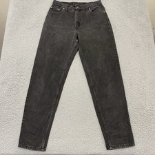 Vtg Levis Jeans Womens 13 Long Black 550 Relaxed Tapered Denim Made in USA 90s