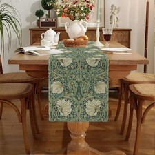 Vintage Flowers Linen Table Runner Holiday Party Decor Reusable Dining Table
