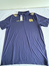 Under Armour Notre Dame Fighting Irish Polo Shirt Men's Size Med Navy Blue NCAA