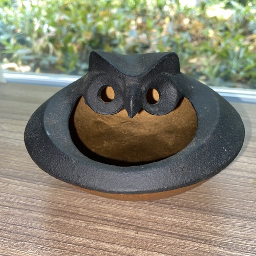 Vintage Japanese Hard cast Iron Owl Incense Burner Ashtray 2 Pcs - Picture 9 of 12