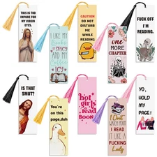 10Pcs Funny Bookmarks, Tassel, Cute, Women, Men, Christian, Book Lovers