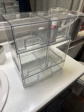 stackable storage bins with drawers Clear