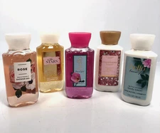 Bath Body Works Travel Lot of 5 Shower Gel Body Lotion 3oz Rose Stars Hello NEW!