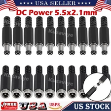 100Pcs Male Plugs + Female Socket Panel Mount Jack 5.5x2.1mm DC Power Connector