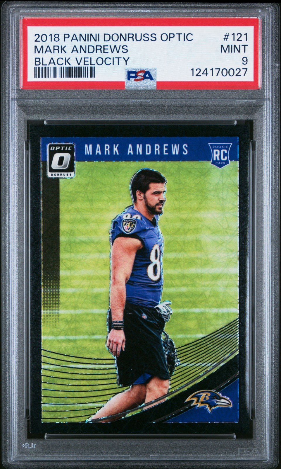 Mark Andrews 2018 Optic Black Velocity Rookie 01/25 PSA 9 "eBay 1/1" Ravens RC