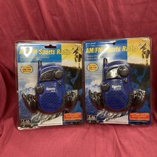 Lot Of 2 Vintage Lenoxx Sound Blue AM FM Sports Radio PR-35M Headphones Speaker