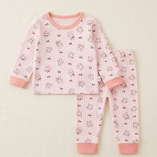 Premium Organic Cotton Kids Pajama Set - Cozy Bunny Cherry Edition
