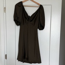 NWT L Express Satin Dark Olive Mini Dress