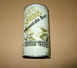 Seven Springs Mountain Beer Can Crimped Steel Bottom Opened Pittsburgh PA Olive