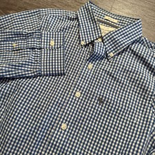 Abercrombie Fitch Shirt Mens Medium Blue Gingham Check Button Up Pocket Muscle