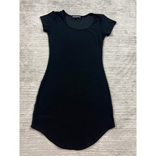 Derek Heart Dress Women Small Black Bodycon Scoop Neck Short Sleeve Mini Basic