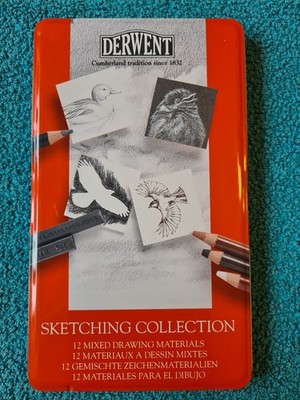 Derwent Sketching Collection, 12 gemischte Zeichenmaterialien, Metalldose, neu/versiegelt