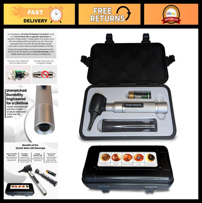 LED Pocket Pro Otoscope for Adults & Kids - Disposable Specula Tips, Case Includ