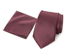 Mens Solid Color Satin Microfiber Tie And Handkerchief Set Formal Wedding