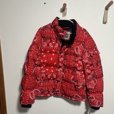 Levi's red paisley puffer jacket. Size S But Fits Like M And L With Tags