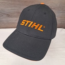 STIHL Hat Black Orange Logo Adjustable Strapback Cap Outdoor Workwear