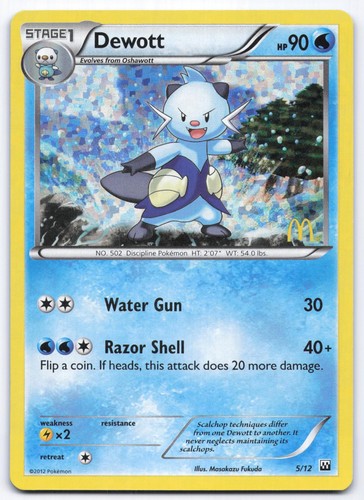 Dewott 5/12 McDonald's Promo 2012 Reverse Holo Pokemon Card Stamped LP