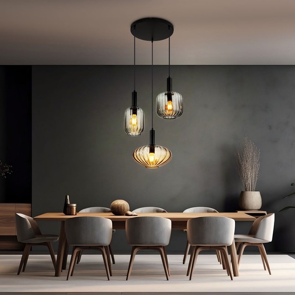 Pendelleuchte HäNgelampe Esszimmerlampe 3-Flammig Glas Deckenleuchte Designlampe-image