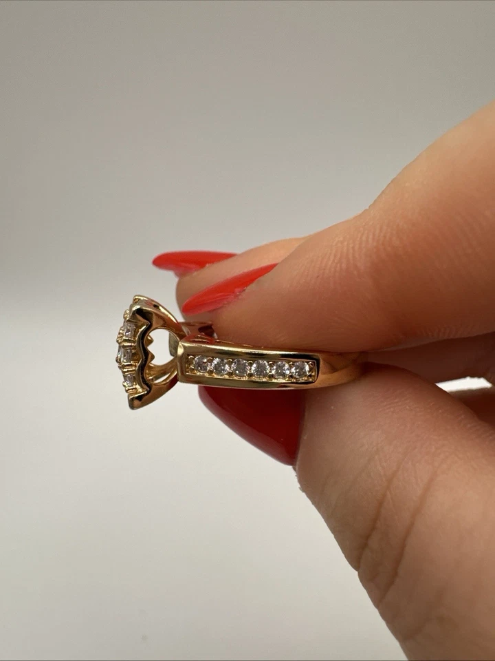 Ring 14 kt Gelbgold Walzgold/Gold gefüllt natürlicher Zirkon Größe O Geschenk - Bild 3 von 4