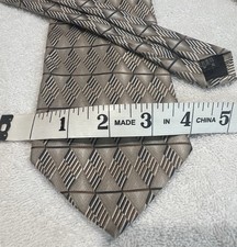 Joseph  Feiss International Tie Beige/Gold Gray/Silver Graphic Diamond Stripped