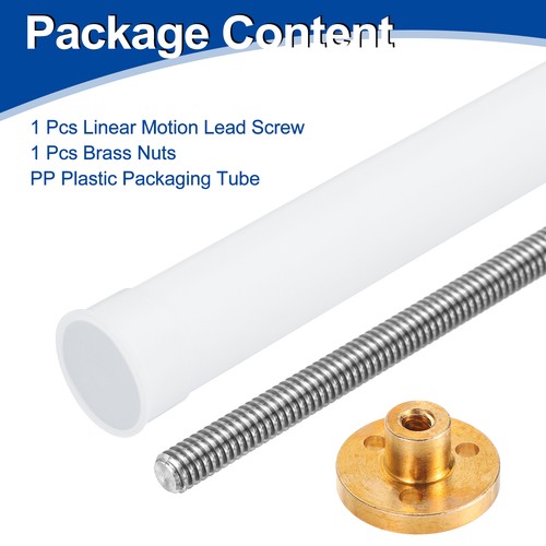 200mm Tr4X1 Power Screw for Brass with Nut and Plastic Tube, Silver - Picture 3 of 7